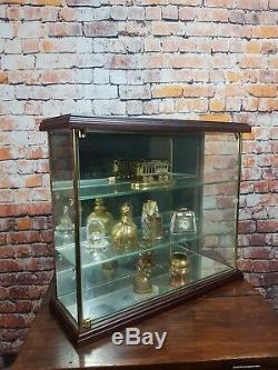 Superb Vintage Miniature Wood & Glass Curio Display Cabinet Shelf Case