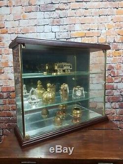 Superb Vintage Miniature Wood & Glass Curio Display Cabinet Shelf Case