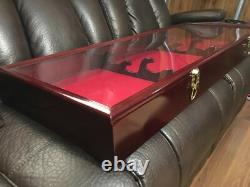 Sword Display Case 2 Pcs Saber Scabbard Samurai Walnut Wood Cabinet Katana Rack