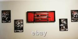 Sword Display Case 2 Pcs Saber Scabbard Samurai Walnut Wood Cabinet Katana Rack
