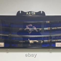 Sword Display Case 2 Pcs Saber Scabbard Samurai Walnut Wood Cabinet Katana Rack