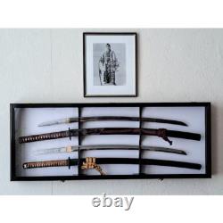 Sword Display Case 2 Pcs Saber Scabbard Samurai Walnut Wood Cabinet Katana Rack