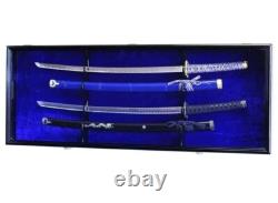 Sword Display Case 4 Slot Cherry Black NCO USMC Saber Blade Katana Wood Cabinet