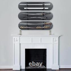 Sword Display Case Black Saber Scabbard Katana Blade Wood Plaque Wall Art Holder