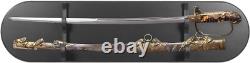 Sword Display Case Black Saber Scabbard Katana Blade Wood Plaque Wall Art Holder