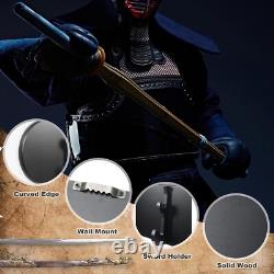 Sword Display Case Black Saber Scabbard Katana Blade Wood Plaque Wall Art Holder