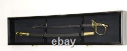 Sword Display Case Black Saber USMC NCO Navy Katana Blade Wood Wall Cabinet Rack