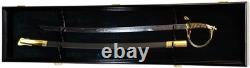 Sword Display Case Black Saber USMC NCO Navy Katana Blade Wood Wall Cabinet Rack