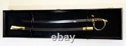 Sword Display Case Black Saber USMC NCO Navy Katana Blade Wood Wall Cabinet Rack