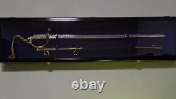 Sword Display Case Black Saber USMC NCO Navy Katana Blade Wood Wall Cabinet Rack