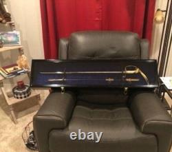 Sword Display Case Black Saber USMC NCO Navy Katana Blade Wood Wall Cabinet Rack