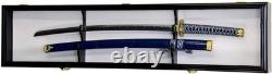 Sword Display Case Black & White Saber USMC NCO Navy Katana Blade Wood Cabinet