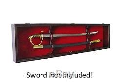 Sword Display Case Lockable Cabinet Stand Holder Wall Rack Box Trophy Hanging
