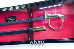 Sword Display Case Saber Scabbard Samurai Blade Cherry Wood Cabinet US Wall Rack