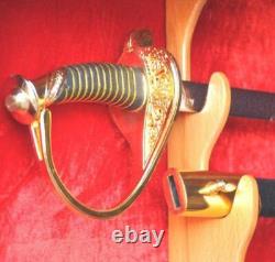 Sword Display Case Saber Scabbard Samurai Blade Walnut Wood Cabinet US Wall Rack