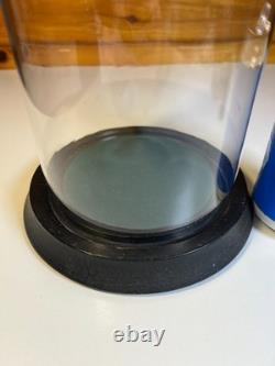 TALL Antique Glass Cloche Bell Jar Dome Wooden Wood Base Display Case 13.5 T