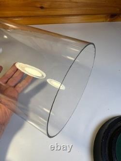 TALL Antique Glass Cloche Bell Jar Dome Wooden Wood Base Display Case 13.5 T