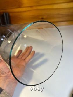 TALL Antique Glass Cloche Bell Jar Dome Wooden Wood Base Display Case 13.5 T