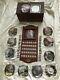 Thomas Kinkade Perpetual Calendar Cherry Wood Display- Set Of 12 Plates With Case