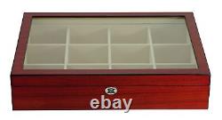 TIMELYBUYS Display Case for 12 Ties, Belts, and Accessories Cherry Wood Stora