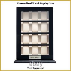 TIMELYBUYS Personalized 12-Slot Black Wood Watch Hanging Display Case Stand