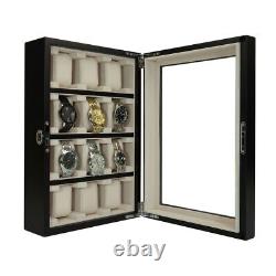TIMELYBUYS Personalized 12-Slot Black Wood Watch Hanging Display Case Stand