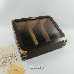 TIMEX Carriage Watch Locking Display Case Wood Brass Beveled Glass Velvet Lined