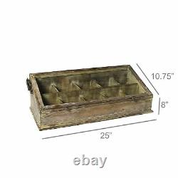 Tabletop Display Case Cubby Divided Rustic Wood Glass