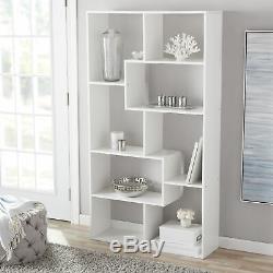 Tall Bookcase Cubby Large Open Bookshelf Modern Cube 8 Shelf White Display Book