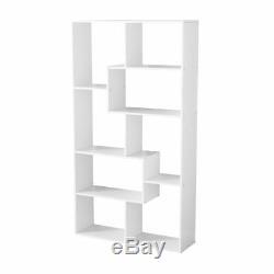 Tall Bookcase Cubby Large Open Bookshelf Modern Cube 8 Shelf White Display Book