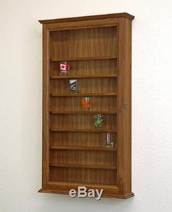 Tall Shot Glass Display Case Cabinet Shelf-Walnut Hardwood Made in the USA