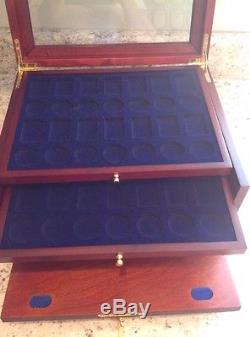 The Complete U. S. Presidents Coins Collection Wood Display Case Counter Top Case