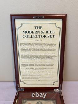 The Modern $2 Bill Collector Set 1928 1953 1976 & Uncut Sheet Wood Display Case