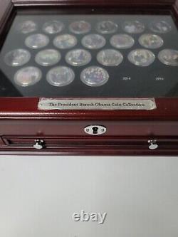 The President Barack Obama Coin Collection Wood Glass Display Case with Cards, key