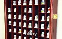 Thimble Display Case 100+ Miniature Walnut Wood Minifigures Wall Figure Cabinet