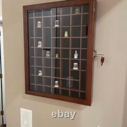 Thimble Display Case 59+ Miniature Cherry Wood Minifigures Wall Figure Cabinet