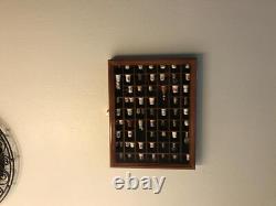 Thimble Display Case 59+ Miniature Cherry Wood Minifigures Wall Figure Cabinet