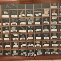 Thimble Display Case 59+ Miniature Cherry Wood Minifigures Wall Figure Cabinet