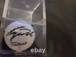 Tiger Woods Autographed Signed Titleist 3 Golf Ball with Display Case with COA