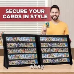 Trading Card Display Case 100 Ungraded USA Tabletop Sport Wood Show Stand Frame
