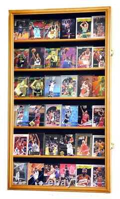 Trading Card Display Case 36 Ungraded TCG Sport Top Loader Wood Oak Wall Cabinet