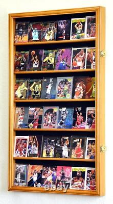 Trading Card Display Case 36 Ungraded TCG Sport Top Loader Wood Oak Wall Cabinet