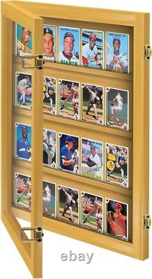 Trading Card Display Case USA 20 Ungraded Sport Top Loader TCG Wood Oak Cabinet