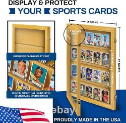Trading Card Display Case USA 20 Ungraded Sport Top Loader TCG Wood Oak Cabinet