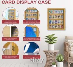 Trading Card Display Case USA 20 Ungraded Sport Top Loader TCG Wood Oak Cabinet
