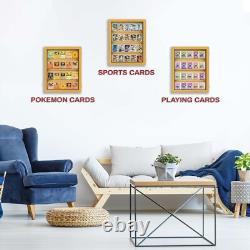 Trading Card Display Case USA 20 Ungraded Sport Top Loader TCG Wood Oak Cabinet