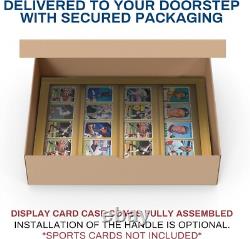 Trading Card Display Case USA 20 Ungraded Sport Top Loader TCG Wood Oak Cabinet