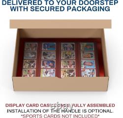 Trading Card Display Case USA 20 Ungraded Sport Top Loader Wood Cherry Cabinet