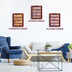 Trading Card Display Case USA 20 Ungraded Sport Top Loader Wood Cherry Cabinet