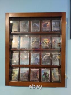 Trading Card Display Case USA 20 Ungraded Sport Top Loader Wood Cherry Cabinet